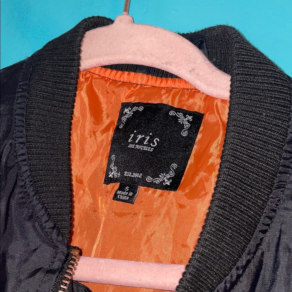 Iris Women's Black and Orange Bomber Jacket